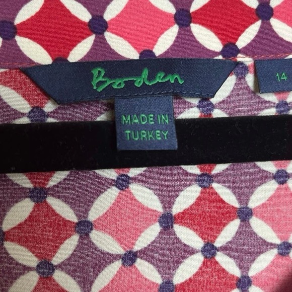 Boden Dress, Multicolored, Long Sleeve, 100% Viscose, Size 14 - Picture 2 of 5